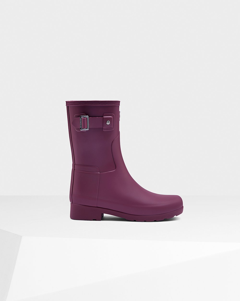 Womens Short Rain Boots - Hunter Refined Slim Fit (73IWOBALD) - Purple